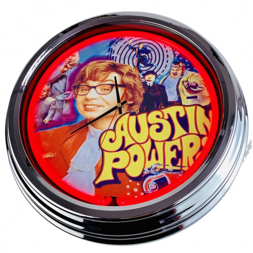 N-0565 Austin Powers Stern 2001 Große Neon-Uhr 17" Zoll Retro Wanduhr
