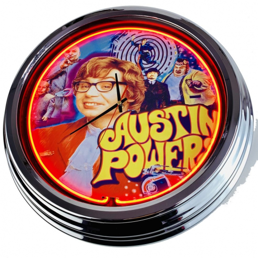 N-0565 Austin Powers Stern 2001 Große Neon-Uhr 17" Zoll Retro Wanduhr