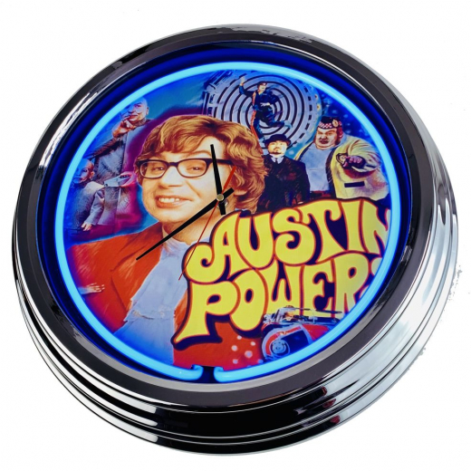 N-0565 Austin Powers Stern 2001 Große Neon-Uhr 17" Zoll Retro Wanduhr
