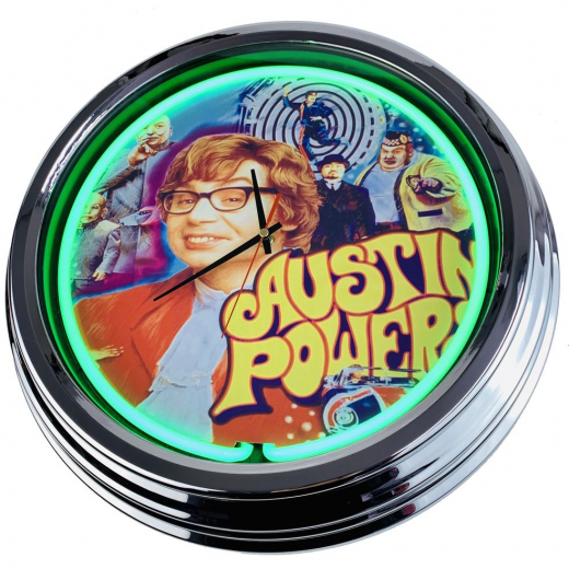 N-0565 Austin Powers Stern 2001 Große Neon-Uhr 17" Zoll Retro Wanduhr