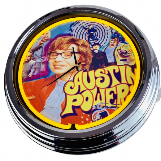 N-0565 Austin Powers Stern 2001 Große Neon-Uhr 17" Zoll Retro Wanduhr