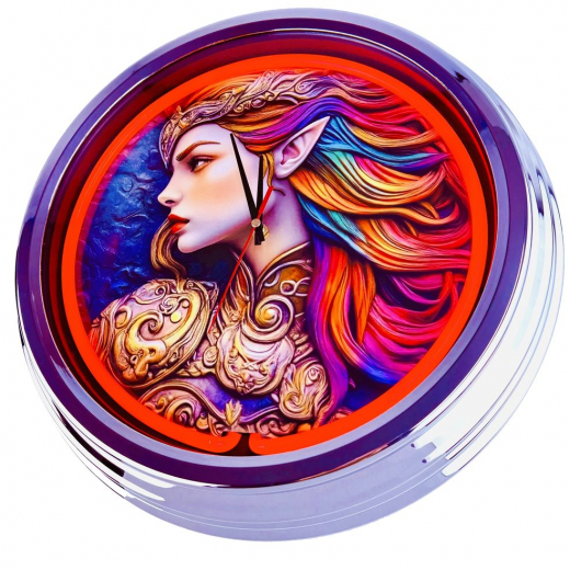 N-0834 Elfe Große Neon-Uhr 17" Zoll Retro Wanduhr