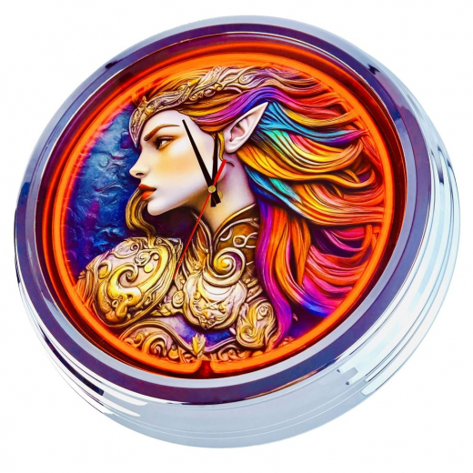 N-0834 Elfe Große Neon-Uhr 17" Zoll Retro Wanduhr