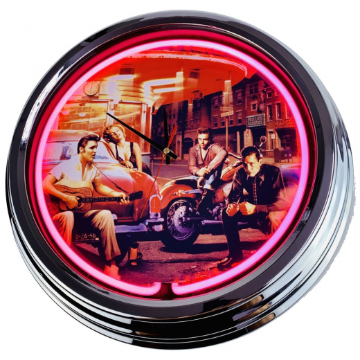 N-0431 Legandary Crossroad Große Neon-Uhr 17" Zoll Retro Wanduhr