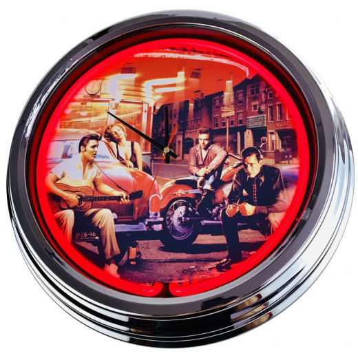 N-0431 Legandary Crossroad Große Neon-Uhr 17" Zoll Retro Wanduhr