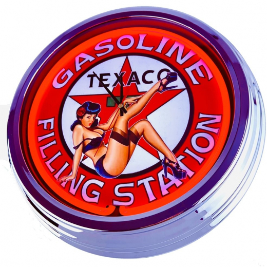N-0893 Gasoline Filling Station Pin-Up Große Neon-Uhr 17" Zoll Retro Wanduhr