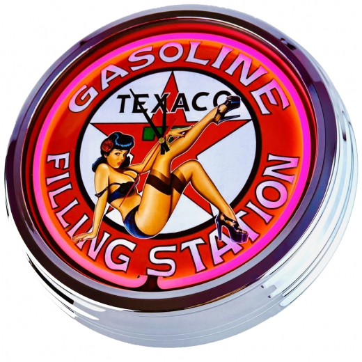 N-0893 Gasoline Filling Station Pin-Up Große Neon-Uhr 17" Zoll Retro Wanduhr