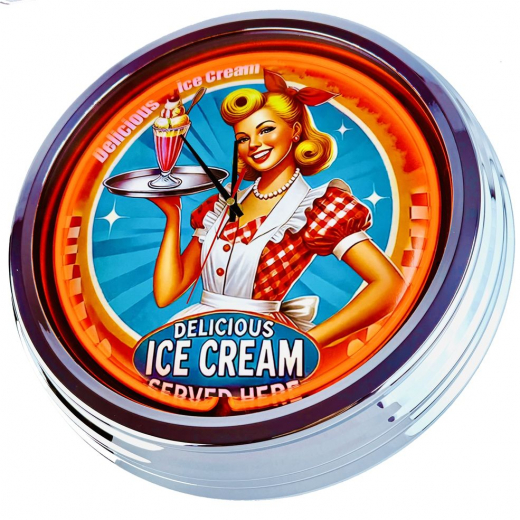 N-0844 American Eis Cream Große Neon-Uhr 17" Zoll Retro Wanduhr