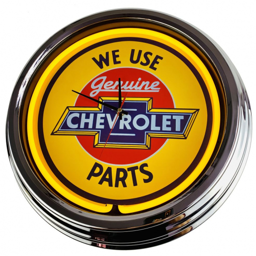 N-0233 Chevy Parts Große Neon-Uhr 17" Zoll Retro Wanduhr
