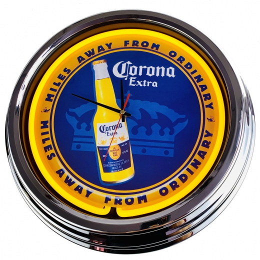 N-0232 Corona Große Neon-Uhr 17" Zoll Retro Wanduhr