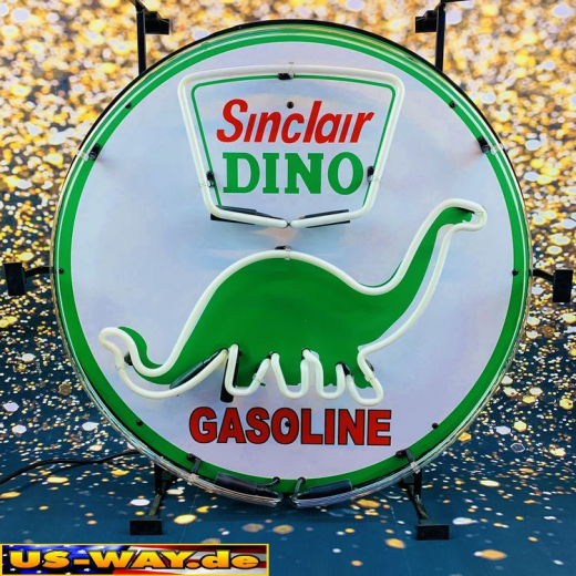N-N0123 Sinclare Dino Gasoline Neon Display – Leuchtendes Retro-Schild für Zuhause & Gewerbe