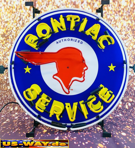 N-N0104 Pontiac Service Neon Display – Leuchtendes Retro-Schild für Zuhause & Gewerbe