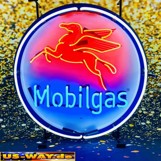 N-N0111 Mobilgas Neon Display – Leuchtendes Retro-Schild für Zuhause & Gewerbe