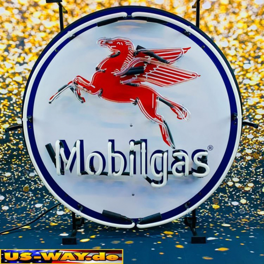 N-N0111 Mobilgas Neon Display – Leuchtendes Retro-Schild für Zuhause & Gewerbe