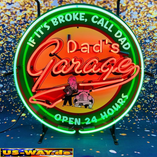 N-N0115 Dad´s Garage Neon Display – Leuchtendes Retro-Schild für Zuhause & Gewerbe
