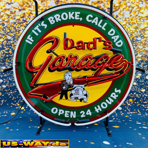 N-N0115 Dad´s Garage Neon Display – Leuchtendes Retro-Schild für Zuhause & Gewerbe