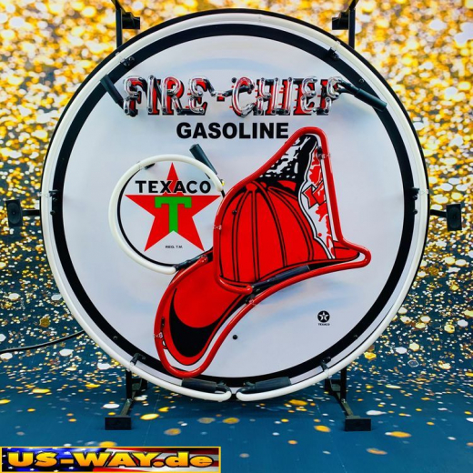 N-N0124 Texaco Fire-Chief Neon Display – Leuchtendes Retro-Schild für Zuhause & Gewerbe