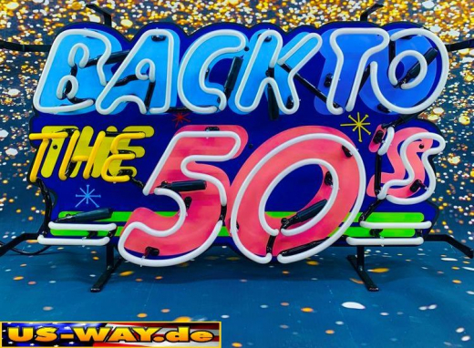 N-N0130 Back To The 50´s Neon Display – Leuchtendes Retro-Schild für Zuhause & Gewerbe