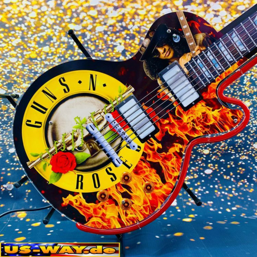 N-N0136 Guns n Roses Guitar Neon Display – Leuchtendes Retro-Schild für Zuhause & Gewerbe