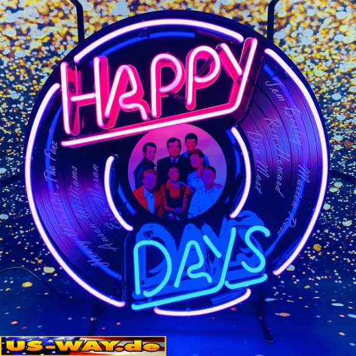 N-N0140 Happy Days Neon Display – Leuchtendes Retro-Schild für Zuhause & Gewerbe