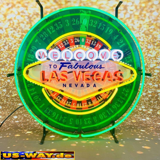 N-N0156 Las Vegas Roulette Neon Display – Leuchtendes Retro-Schild für Zuhause & Gewerbe