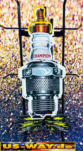 N-N0159 Zündkerze Champion Neon Display – Leuchtendes Retro-Schild für Zuhause & Gewerbe