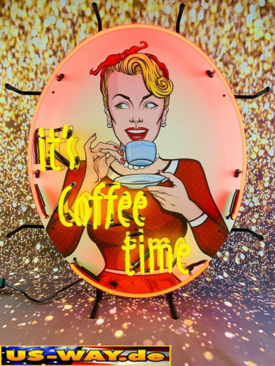 N-N0178 It´s Coffee Time Neon Display – Leuchtendes Retro-Schild für Zuhause & Gewerbe