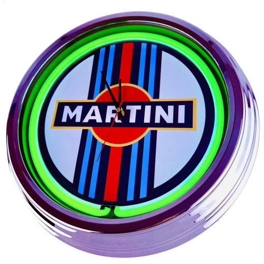 N-0898 Martini Große Neon-Uhr 17" Zoll Retro Wanduhr