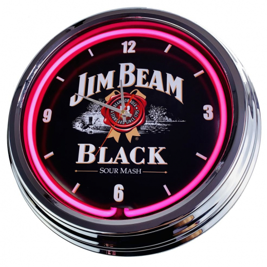 N-0238 J.B. Whiskey Große Neon-Uhr 17" Zoll Retro Wanduhr