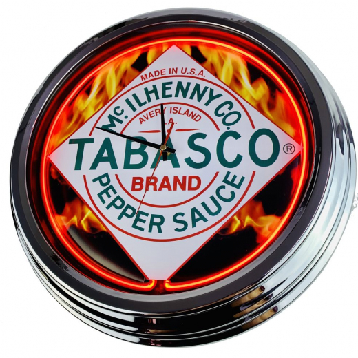 N-0237 Pepper Sauce Große Neon-Uhr 17" Zoll Retro Wanduhr