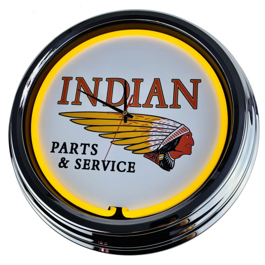 N-0231 Indian Motorcycle Große Neon-Uhr 17" Zoll Retro Wanduhr