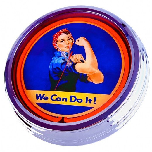 N-0884 We Can Do It! Große Neon-Uhr 17" Zoll Retro Wanduhr