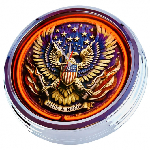 N-0874 Pride & Honor Große Neon-Uhr 17" Zoll Retro Wanduhr