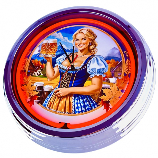 N-0863 Oktoberfest Große Neon-Uhr 17" Zoll Retro Wanduhr