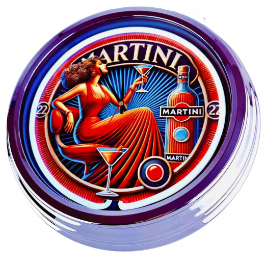 N-0859 Martini Große Neon-Uhr 17" Zoll Retro Wanduhr