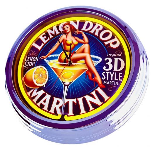 N-0858 Martini Lemon Drop Große Neon-Uhr 17" Zoll Retro Wanduhr