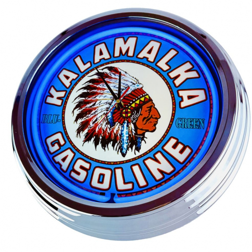 N-0855 Kalamalka Gasoline Große Neon-Uhr 17" Zoll Retro Wanduhr