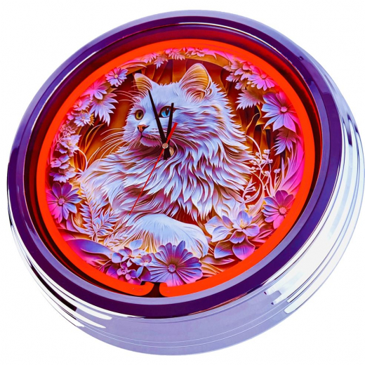 N-0851 Katze Augen Blau Grün Große Neon-Uhr 17" Zoll Retro Wanduhr