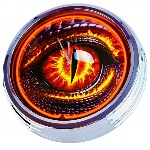 N-0832 Drache Auge Große Neon-Uhr 17" Zoll Retro Wanduhr