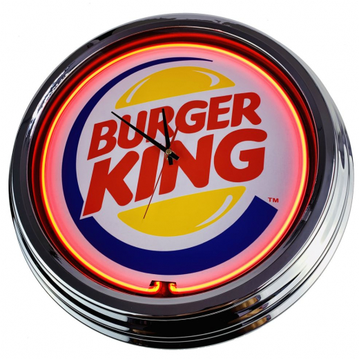 N-0273 Burger King Große Neon-Uhr 17" Zoll Retro Wanduhr