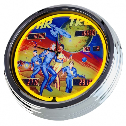 N-0700 Flipper Star Trek Bally 1978 Große Neon-Uhr 17" Zoll Retro Wanduhr