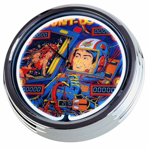 N-0713 Count-Down Gottlieb 1979 Große Neon-Uhr 17" Zoll Retro Wanduhr