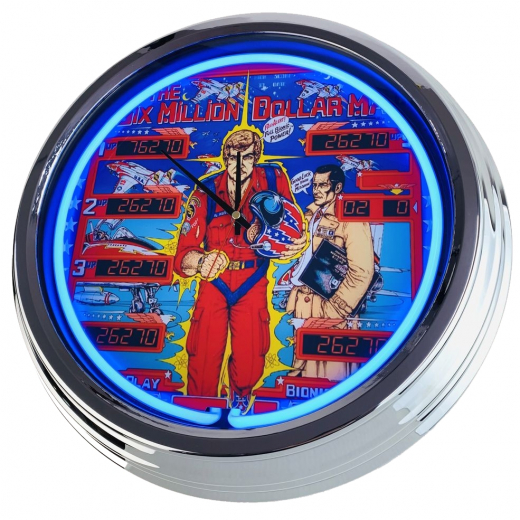 N-0714 The Six Million Dollar Man Bally 1978 Große Neon-Uhr 17" Zoll Retro Wanduhr