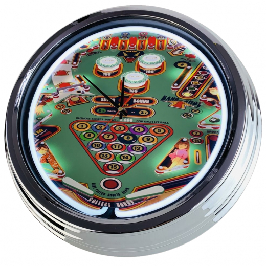 N-0806 Flipper Table Hot Ball Taito 1979 Große Neon-Uhr 17" Zoll Retro Wanduhr