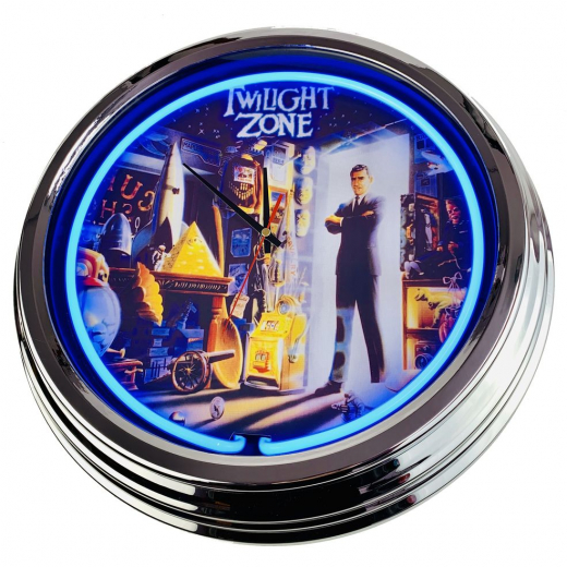 N-0516 Flipper Twilight Zone Bally 1993 Große Neon-Uhr 17" Zoll Retro Wanduhr