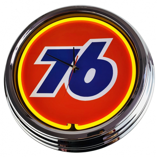 N-0213 76 Große Neon-Uhr 17" Zoll Retro Wanduhr