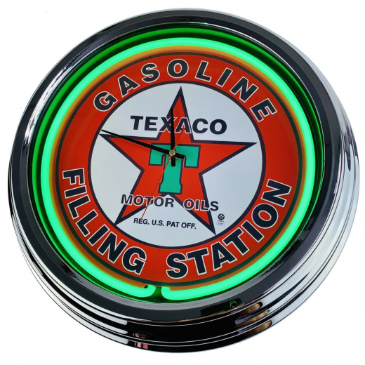 N-0212 Texaco Große Neon-Uhr 17" Zoll Retro Wanduhr