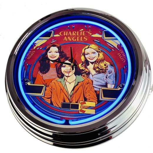 N-0561 Flipper Charlies Angels Gottlieb 1978 Große Neon-Uhr 17" Zoll Retro Wanduhr