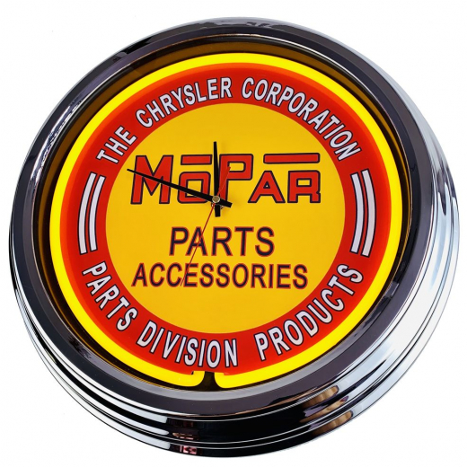 N-0206 Mopar Parts Große Neon-Uhr 17" Zoll Retro Wanduhr