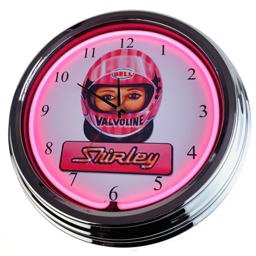 N-0610 Shirley Große Neon-Uhr 17" Zoll Retro Wanduhr